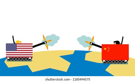 isolated trade war concept usa vs china