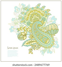 Isolated traditional Asian element Paisley. Traditional colorful paisley vector pattern. Pattern for textile design or fabrics. Fashionable design