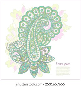 Isolated traditional Asian element Paisley. Traditional colorful paisley vector pattern. Pattern for textile design or fabrics. Fashionable design