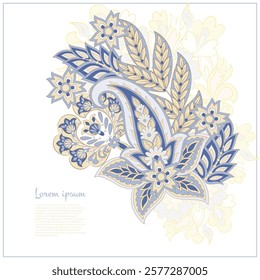 Isolated traditional Asian element Paisley. Traditional colorful paisley vector pattern. Pattern for textile design or fabrics. Fashionable design