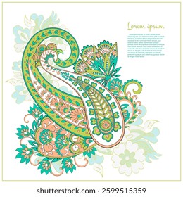 Isolated traditional Asian element Paisley. Traditional colorful paisley vector pattern. Pattern for textile design or fabrics. Fashionable design