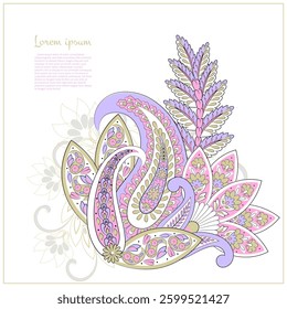 Isolated traditional Asian element Paisley. Traditional colorful paisley vector pattern. Pattern for textile design or fabrics. Fashionable design
