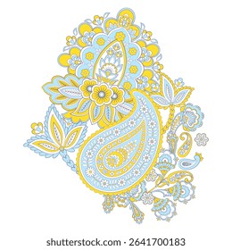 Isolated traditional Asian element Paisley. Traditional colorful paisley vector pattern. Pattern for textile design or fabrics. Fashionable design
