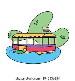 Isolated traditional colombian boat. Transportation in river - Vector
