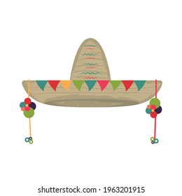Isolated traditional decorated mexican hat. Cinco de mayo - Vector illustration