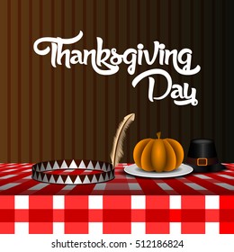 Isolated traditional elements on a table, Thanksgiving vector illustration