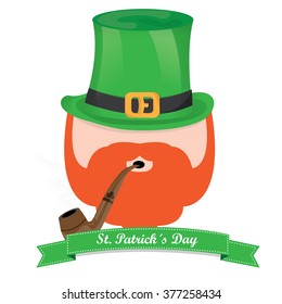 Isolated traditional elf with a ribbon with text for Saint patrick's day