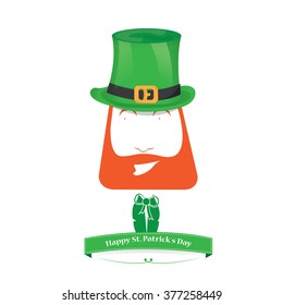 Isolated traditional elf with a ribbon with text for patrick's day