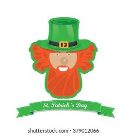 Isolated traditional elf with a ribbon with text for patrick's day