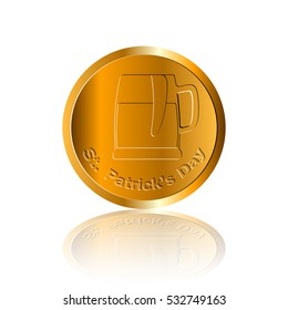 Isolated traditional golden coin, Patrick's day vector illustration