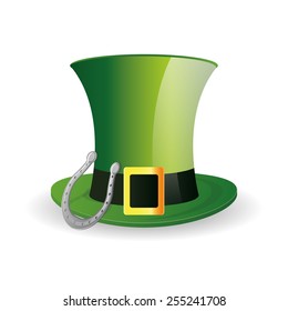 an isolated traditional hat and a horseshoe for patrick's day