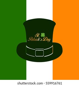 Isolated traditional hat on an irish flag, Patrick's day vector illustration