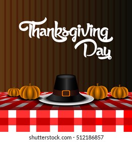 Isolated traditional hat on a table, Thanksgiving vector illustration