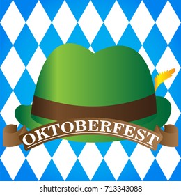 Isolated traditional hat on a textured background, Oktoberfest vector illustration