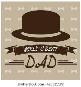 Isolated traditional hat and a ribbon with text on a textured background for father's day celebrations