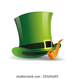 an isolated traditional hat and a smoke pipe for patrick's day