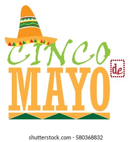 Isolated traditional hat and text, Cinco de mayo vector illustration