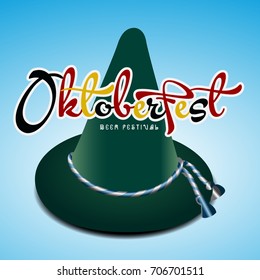 Isolated traditional hat and text, Oktoberfest Vector illustration