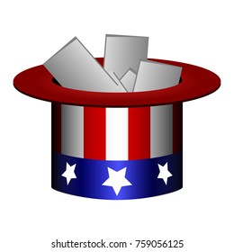 Isolated traditional hat of united states with electoral cardon a white background, vector illustration svg