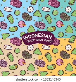 isolated traditional indonesian food seamless pattern