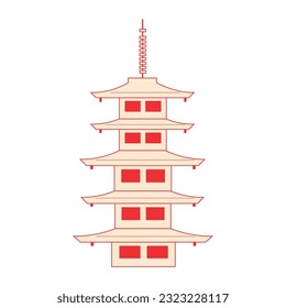 Isolated traditional japanese wooden tower landmark Vector