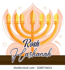 Isolated traditional jewish candlestick Rosh hashanah poster Vector