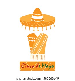 Isolated traditional mexican clothes, Cinco de mayo vector illustration