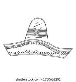 Isolated traditional mexican hat sketch - Vector illustraiton