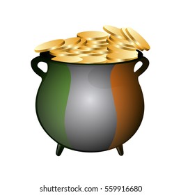 Isolated traditional money pot with the irish flag, Patrick's day vector illustration