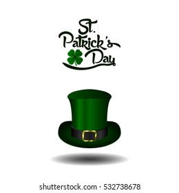 Isolated traditional patrick's day hat and a clover, Vector illustration