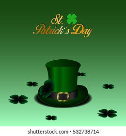 Isolated traditional patrick's day hat and clovers, Vector illustration