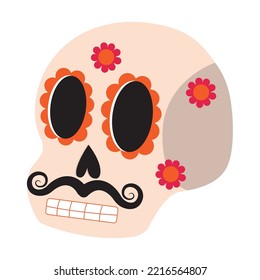 Isolated traditional skeleton head sketch icon Vector