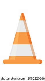 Isolated traffic cone on a white background. A sign for safety on the road during repairs.
