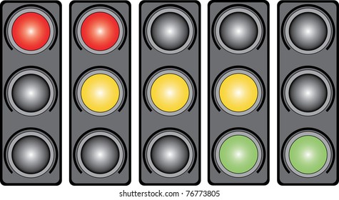 Isolated traffic light in all combinations with a different light. Cut and use.