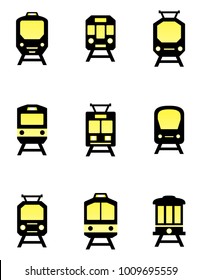 isolated train icons set
