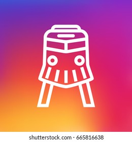 Isolated Train Outline Symbol On Clean Background. Vector Front View Tram  Element In Trendy Style.