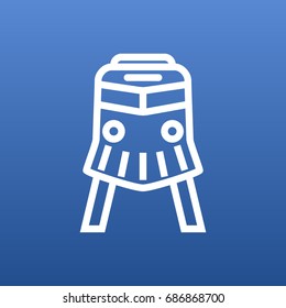 Isolated Train Outline Symbol On Clean Background. Vector Front View Tram  Element In Trendy Style.