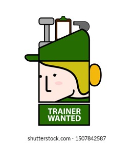 Isolated trainer wanted avatar image - Vector illustration