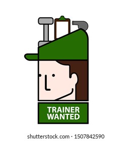 Isolated trainer wanted avatar image - Vector illustration