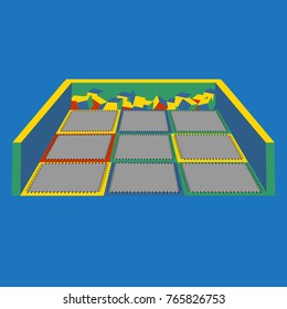 Isolated trampoline set for children and adults for fun. Fitness jumping activity realistic icon. Gymnastic sport.