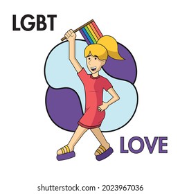 Isolated transgender person holding a lgbt flag pride day icon Vector