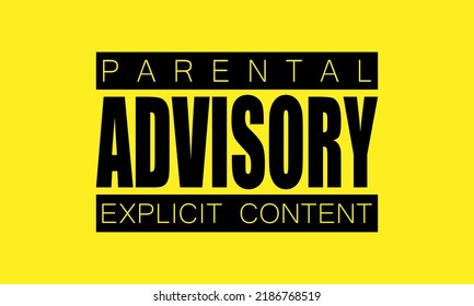 Isolated transparent color trough and black parental advisory explicit content text icon sign in a yellow background