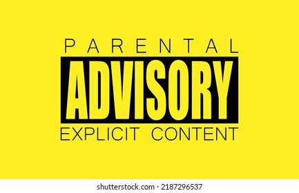 Isolated transparent color trough and black parental advisory explicit content text icon sign in a yellow background