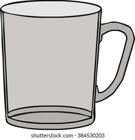 isolated transparent glass cup, pen, cartoon, vector