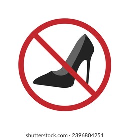 Isolated transparent pictogram sign of do not use high heels shoes, women fall risk, indoor sign