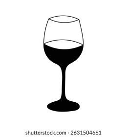 Isolated transparent red wine glass with liquid reflection on a white background