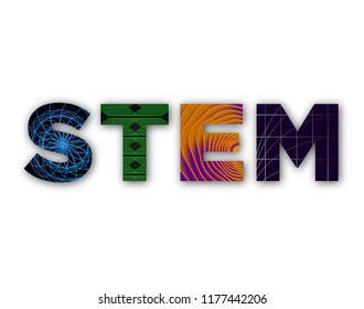 Isolated, Transparent, STEM (Science Technology Engineering Math/Maths/Mathematics) Education Logo Text, Geometric Patterns, Graphic, Graph, Textbook, Blended Learning, Interdisciplinary, Abstract