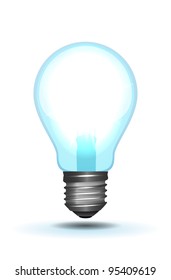 Isolated transparent switched bulb with shadow on white, vector illustration, eps10