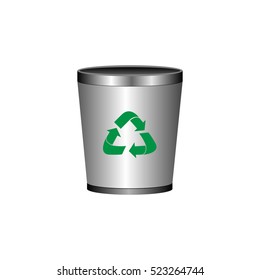 Isolated trash can with a recyclable icon, Vector illustration
