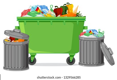 Isolated trash container on white background illustration